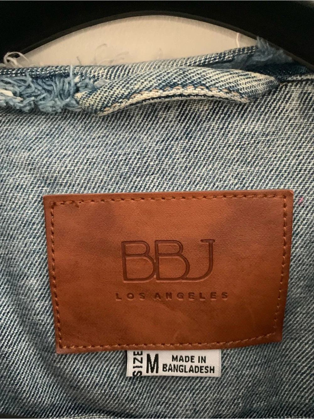 Cropped Distressed Denim Jacket - Blue